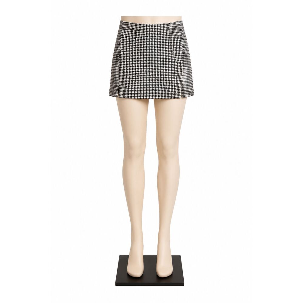 SHEIN Houndstooth Mini Skirt Size Large | Black & White Preppy Y2K